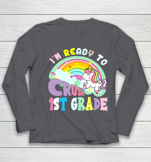 Back to school shirt ready to crush 1st grade unicorn Youth Long Sleeve 14