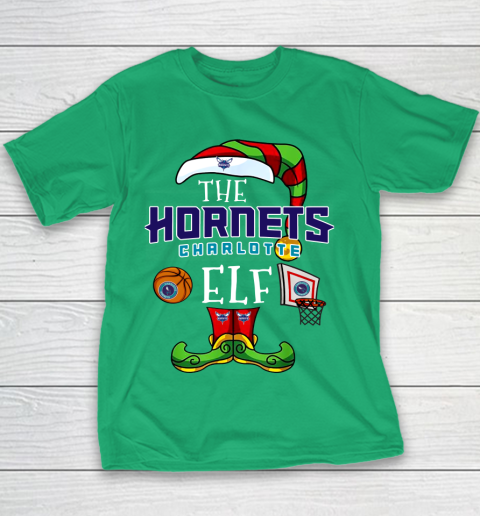 Charlotte Hornets Christmas ELF Funny NBA Youth T-Shirt 3