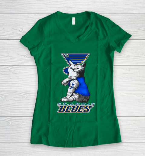 NHL My Cat Loves St.Louis Blues Hockey Women's V-Neck T-Shirt 3