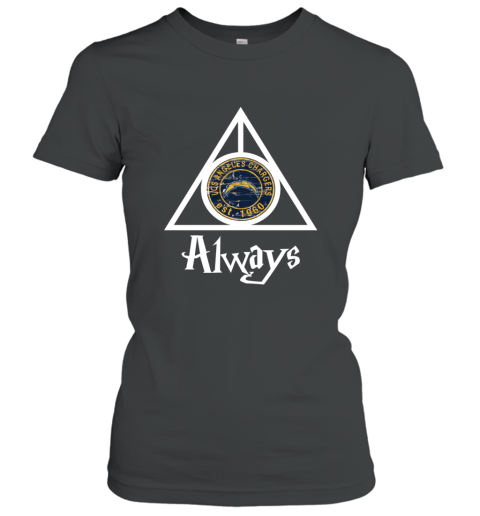 Always Love The Los Angeles Chargers x Harry Potter Mashup NFL u5vv always love the los angeles chargers x harry potte ladies t shirt 20 front black