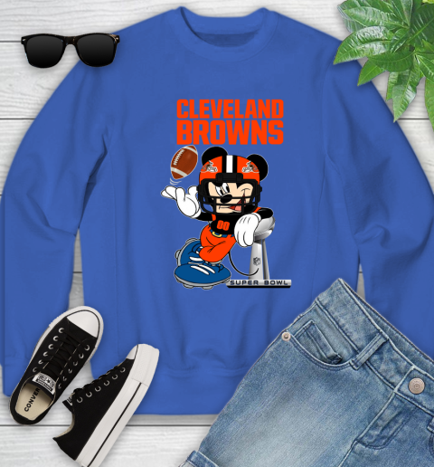 NFL Cleveland Browns Mickey Mouse Disney Super Bowl Football T Shirt Youth Sweatshirt 8