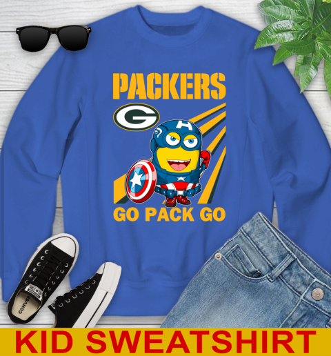 NFL Football Green Bay Packers Captain America Marvel Avengers Minion Shirt Youth Sweatshirt 6