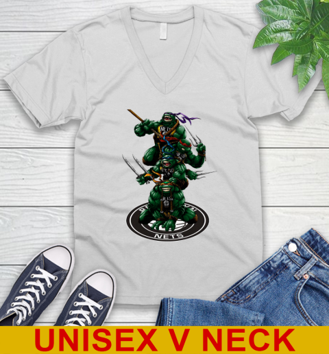 NBA Basketball Brooklyn Nets Teenage Mutant Ninja Turtles Shirt V-Neck T-Shirt