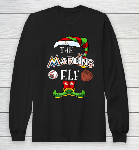 Miami Marlins Christmas ELF Funny MLB Long Sleeve T-Shirt