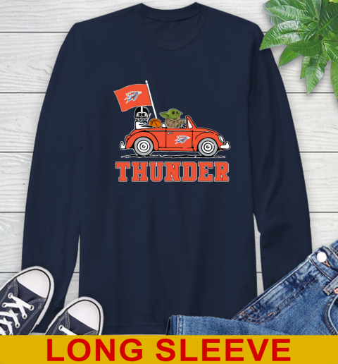 NBA Basketball Oklahoma City Thunder Darth Vader Baby Yoda Driving Star Wars Shirt Long Sleeve T-Shirt 4