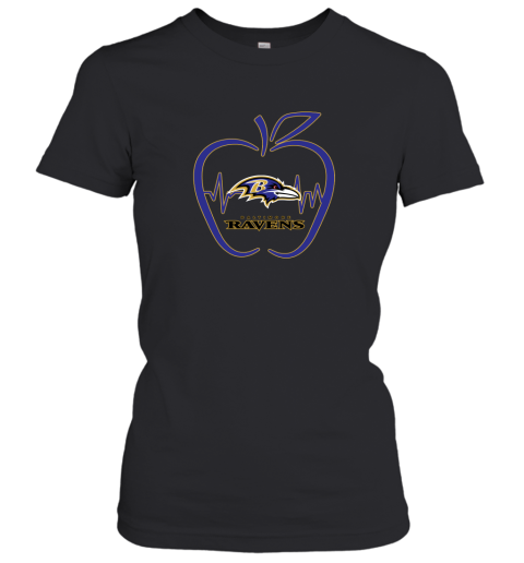 Apple Heartbeat Teacher Symbol Baltimore Ravens Women's T-Shirt