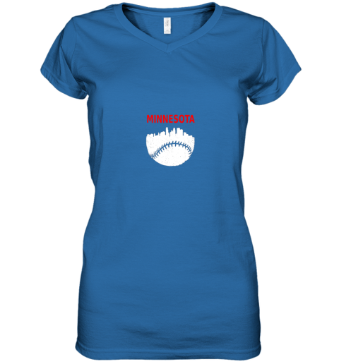 hldv retro minnesota baseball minneapolis cityscape vintage shirt women v neck t shirt 39 front royal