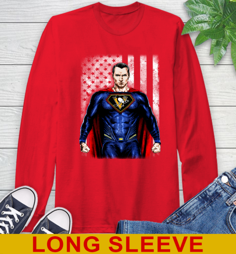 NHL Hockey Pittsburgh Penguins Superman DC Shirt Long Sleeve T-Shirt 12