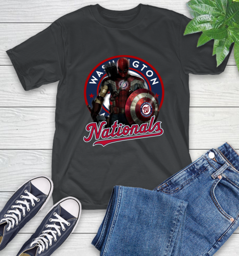 MLB Captain America Thor Spider Man Hawkeye Avengers Endgame Baseball Washington Nationals T-Shirt 2
