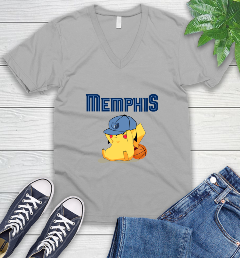 NBA Pikachu Basketball Sports Memphis Grizzlies V-Neck T-Shirt 4