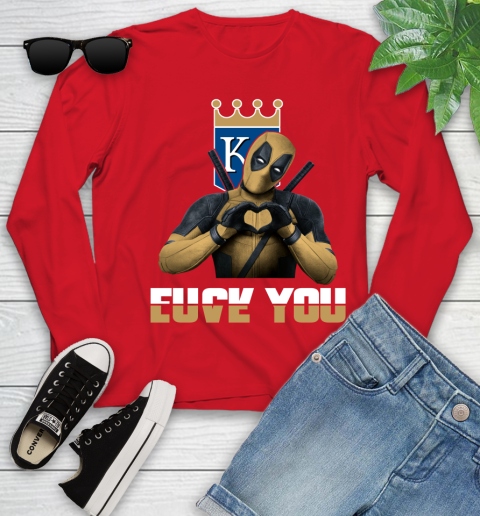 MLB Kansas City Royals Deadpool Love You Fuck You Baseball Sports Youth Long Sleeve 11
