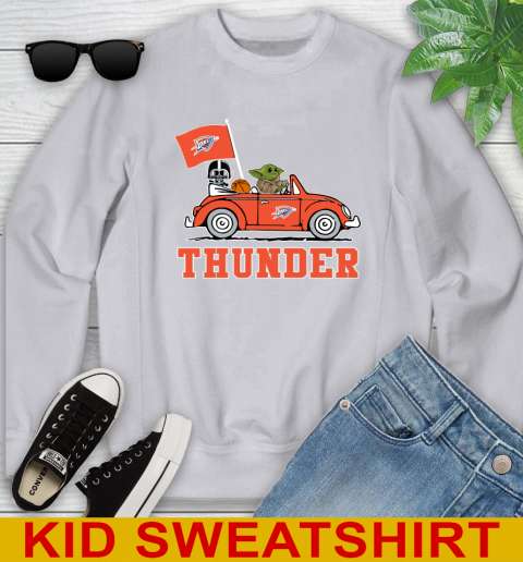 NBA Basketball Oklahoma City Thunder Darth Vader Baby Yoda Driving Star Wars Shirt Youth Sweatshirt 4