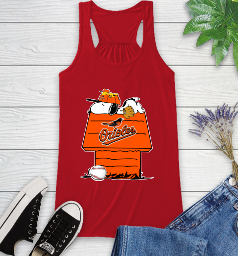 MLB Baltimore Orioles Snoopy Woodstock The Peanuts Movie Baseball T Shirt Racerback Tank 6