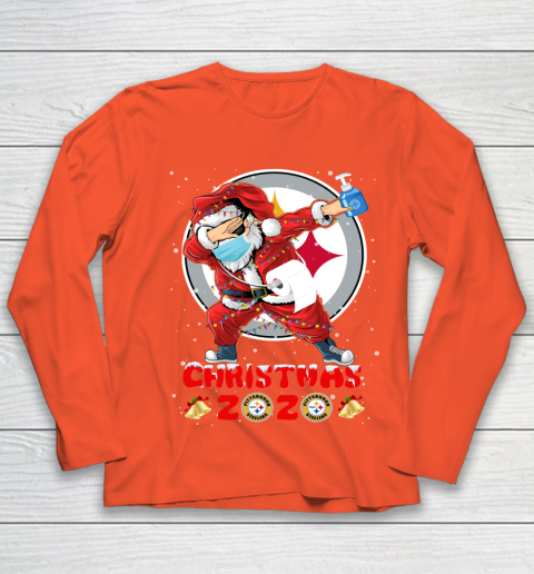Pittsburgh Steelers Funny Santa Claus Dabbing Christmas 2020 NFL Youth Long Sleeve 3