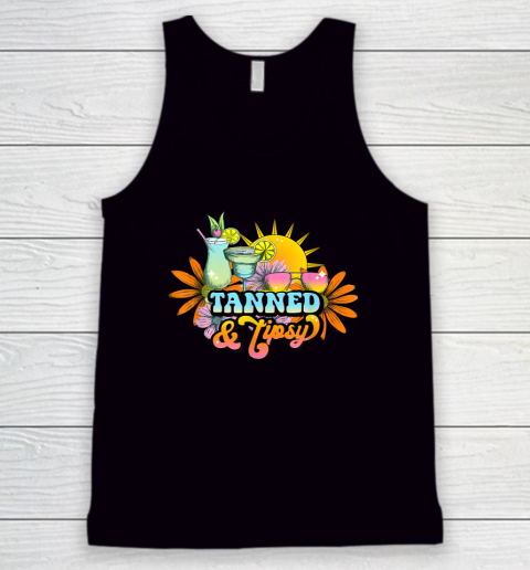 Cute Summer Tanned And Tipsy Funny Salty Beaches Girls Trip Tank Top