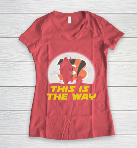 Cincinnati Bengals NFL Football Star Wars Yoda And Mandalorian This Is The Way Women's V-Neck T-Shirt 4