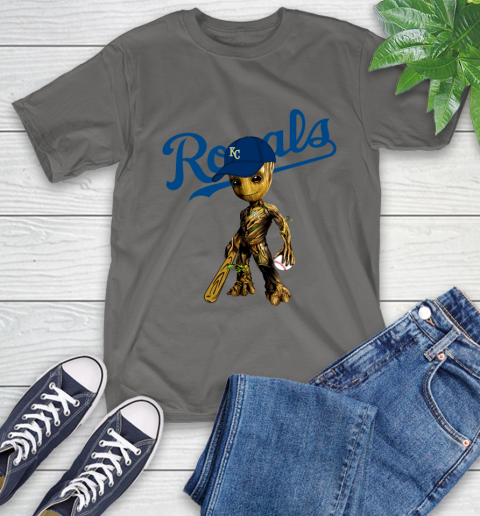 MLB Kansas City Royals Groot Guardians Of The Galaxy Baseball T-Shirt 9