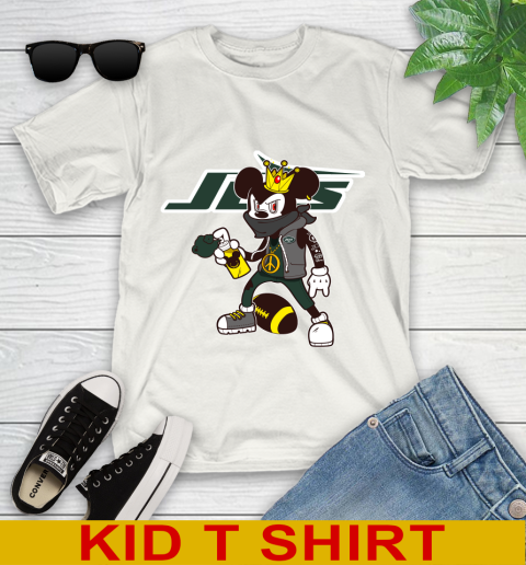 New York Jets NFL Football Mickey Peace Sign Sports Youth T-Shirt