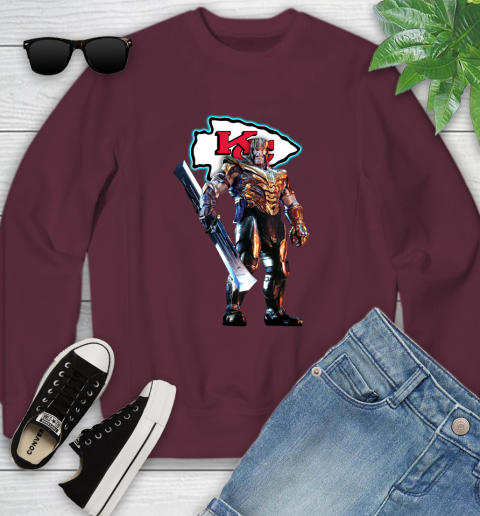 NFL Thanos Gauntlet Avengers Endgame Football Kansas City Chiefs Youth Sweatshirt 5