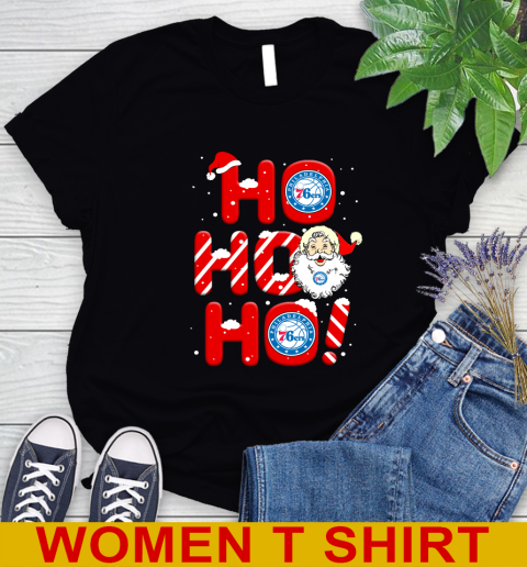 Philadelphia 76ers NBA Basketball Ho Ho Ho Santa Claus Merry Christmas Shirt Women's T-Shirt