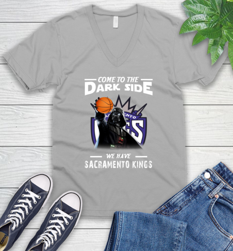 NBA Come To The Dark Side We Have Sacramento Kings Star Wars Darth Vader Basketball V-Neck T-Shirt 3