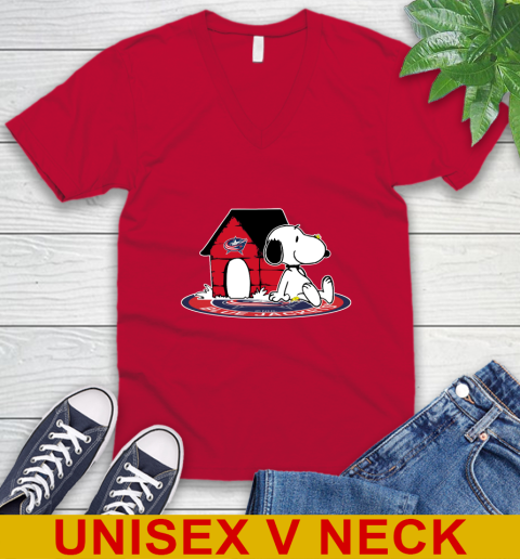 NHL Hockey Columbus Blue Jackets Snoopy The Peanuts Movie Shirt V-Neck T-Shirt 7