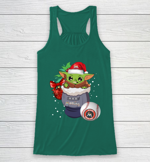 Miami Marlins Christmas Baby Yoda Star Wars Funny Happy MLB Racerback Tank 7 Miami Marlins Christmas Baby Yoda Star Wars Funny Happy MLB Racerback Tank - Image 7