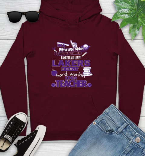 Los Angeles Lakers NBA I'm A Difference Making Student Caring Basketball Loving Kinda Teacher Youth Hoodie 7