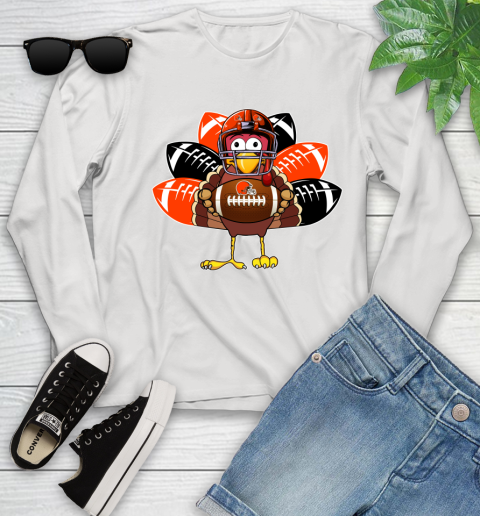 Cleveland Browns Turkey Thanksgiving Day Youth Long Sleeve