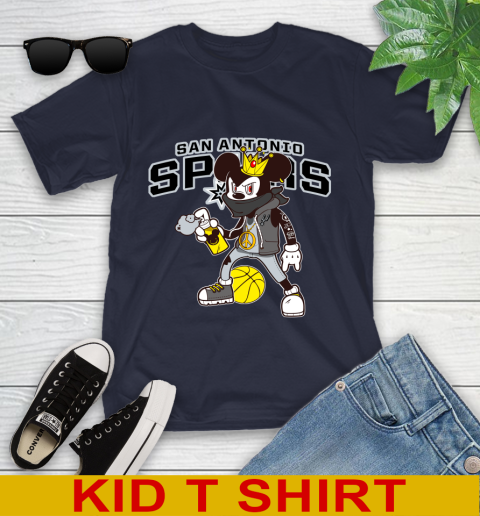 San Antonio Spurs NBA Basketball Mickey Peace Sign Sports Youth T-Shirt 3