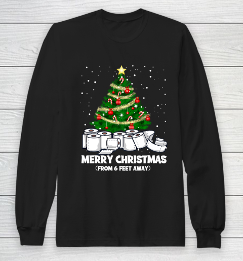 Funny Christmas Tree Santa Quarantine Social Distance Gift Long Sleeve T-Shirt