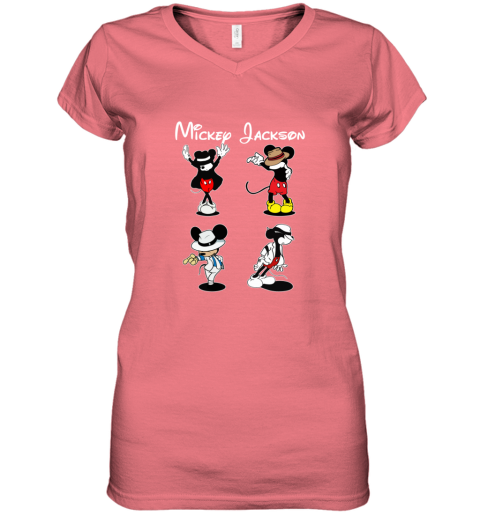 m3zw mickey jackson four style dance micheal jackson women v neck t shirt 39 front coral
