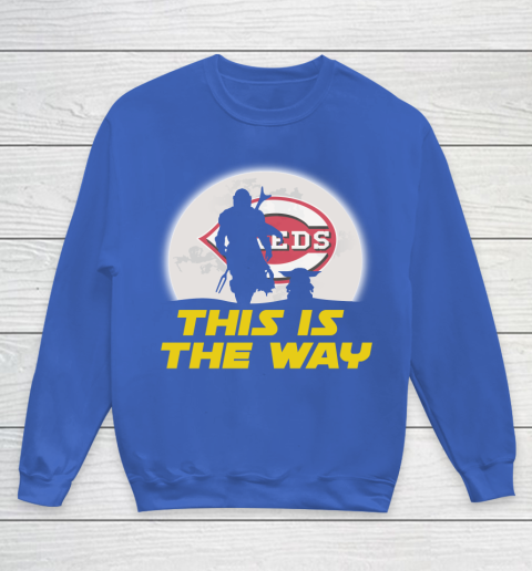 Cincinnati Reds MLB Baseball Star Wars Yoda And Mandalorian This Is The Way Youth Sweatshirt 6