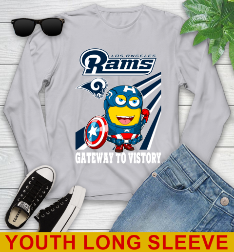 NFL Football Los Angeles Rams Captain America Marvel Avengers Minion Shirt Youth Long Sleeve 5