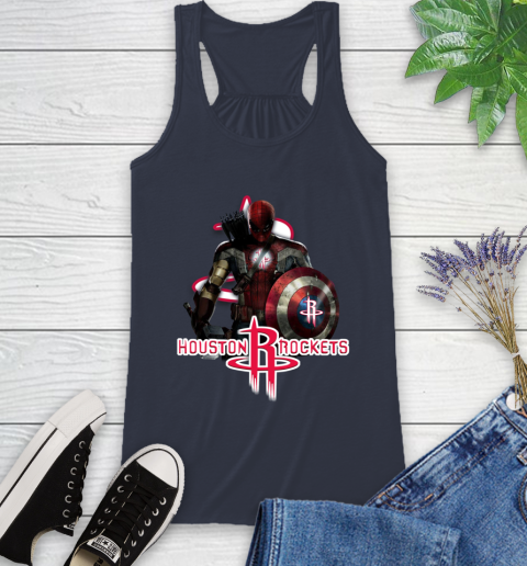 Houston Rockets NBA Basketball Captain America Thor Spider Man Hawkeye Avengers Racerback Tank 12