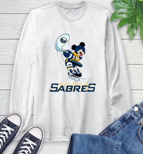 NHL Hockey Buffalo Sabres Cheerful Mickey Mouse Shirt Long Sleeve T-Shirt - Image 3