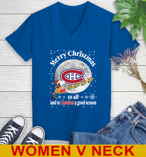 Montreal Canadiens Merry Christmas To All And To Canadiens A Good Season NHL Hockey Sports Women's V-Neck T-Shirt 9
