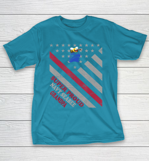 GrandFather gift shirt Vintage Flag Veteran Super Proud Navy Seabee Grandpa T Shirt T-Shirt 17