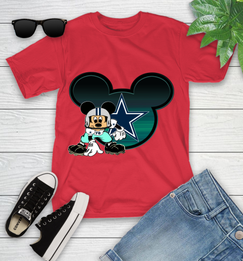NFL Dallas Cowboys Mickey Mouse Disney Football T Shirt Youth T-Shirt 22