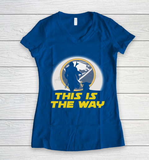Buffalo Sabres NHL Ice Hockey Star Wars Yoda And Mandalorian This Is The Way Women's V-Neck T-Shirt 7