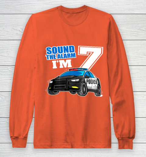Kids Police Car 7th Birthday Shirt Boy 7 Cop Policeman Officer 7 Year Old Long Sleeve T-Shirt 3