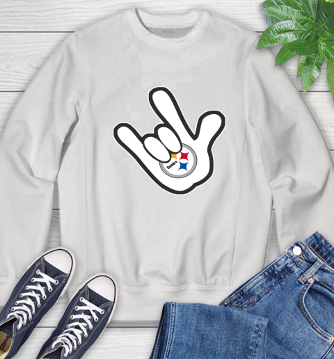 Pittsburgh Steelers NFL Football Mickey Rock Hand Disney Sweatshirt