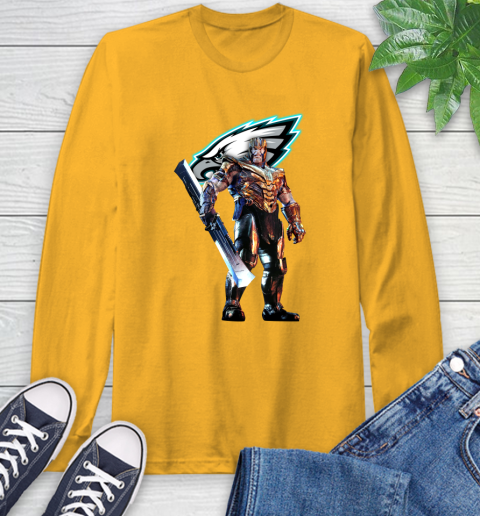NFL Thanos Gauntlet Avengers Endgame Football Philadelphia Eagles Long Sleeve T-Shirt 3