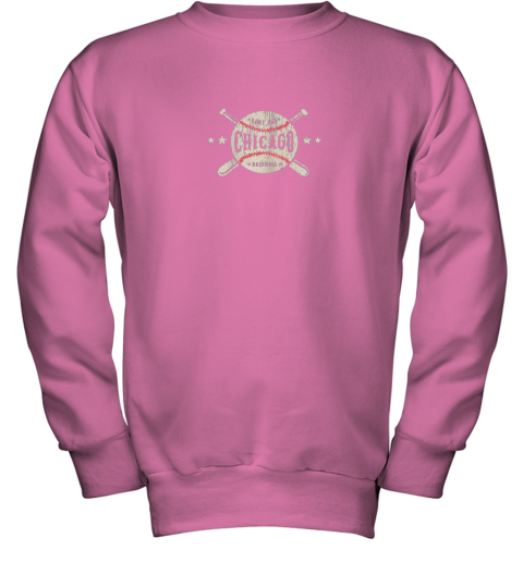 opny chicago illinois il shirt vintage baseball graphic youth sweatshirt 47 front safety pink