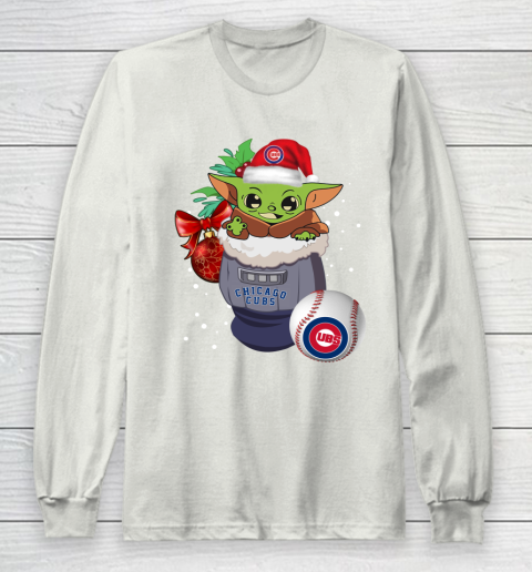 Chicago Cubs Christmas Baby Yoda Star Wars Funny Happy MLB Long Sleeve T-Shirt 12