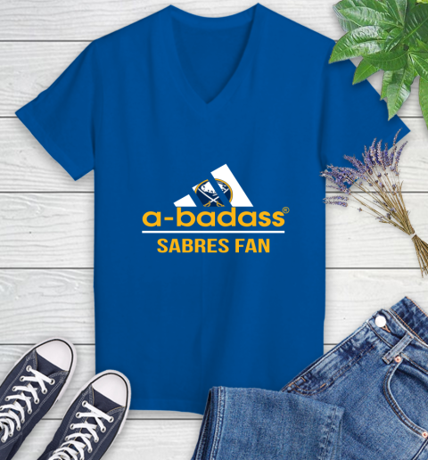 NHL A Badass Buffalo Sabres Fan Adidas Hockey Sports Women's V-Neck T-Shirt 10