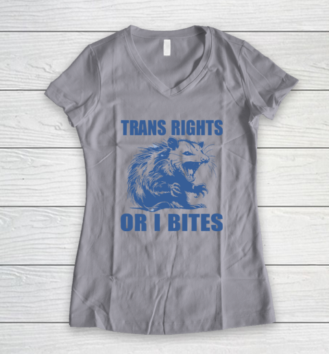Trans Rights Or I Bites Raccoon Women's V-Neck T-Shirt 2
