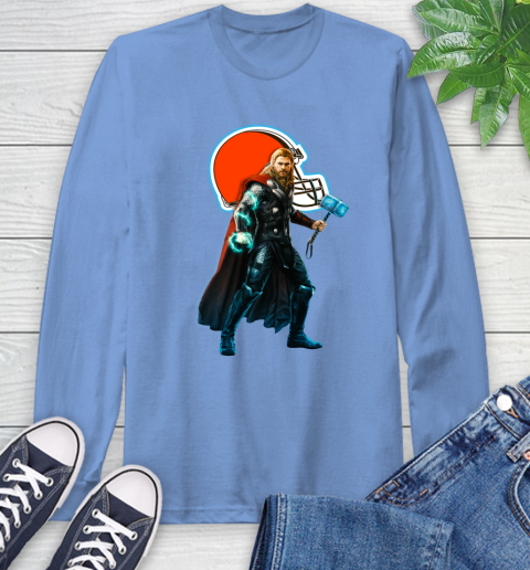 NFL Thor Avengers Endgame Football Cleveland Browns Long Sleeve T-Shirt 11