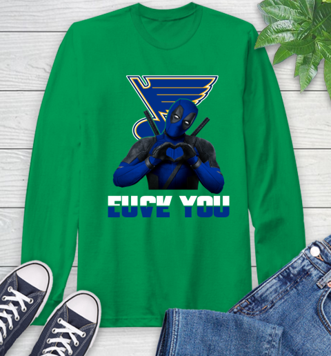NHL St.Louis Blues Deadpool Love You Fuck You Hockey Sports Long Sleeve T-Shirt 8