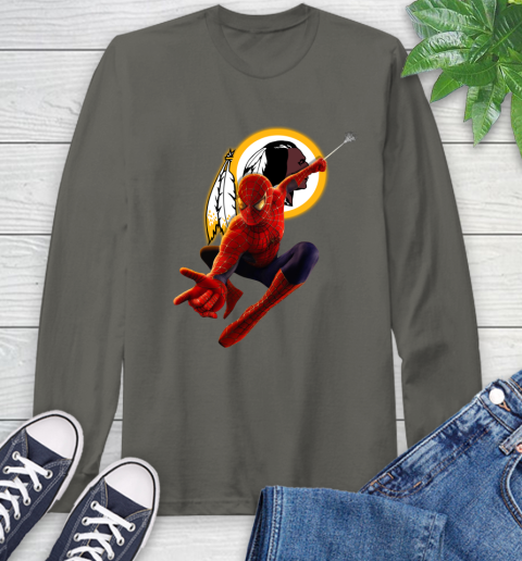 NFL Spider Man Avengers Endgame Football Washington Redskins Long Sleeve T-Shirt 8